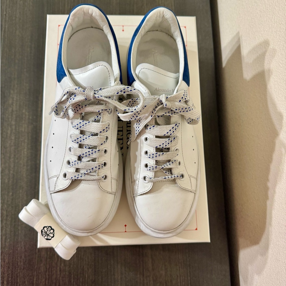 Alexander McQueen White Sneakers with Blue Accents